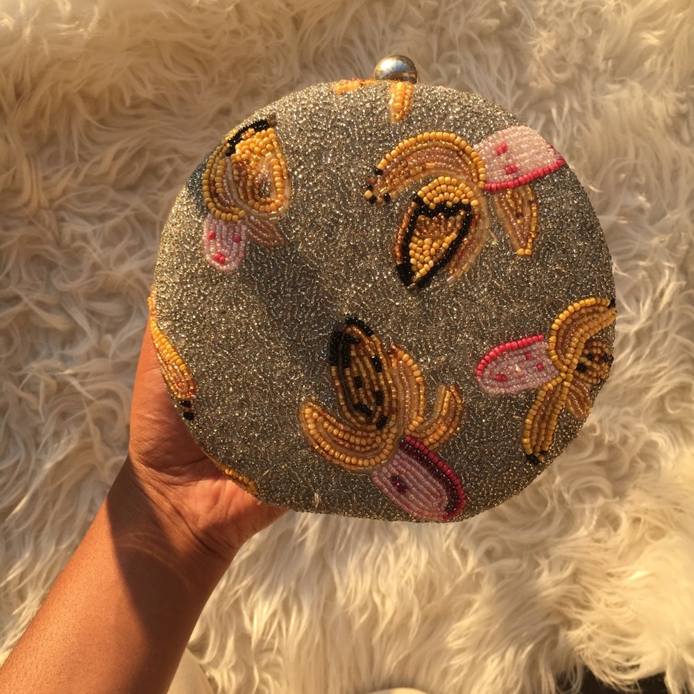 bedazzled circular clutch